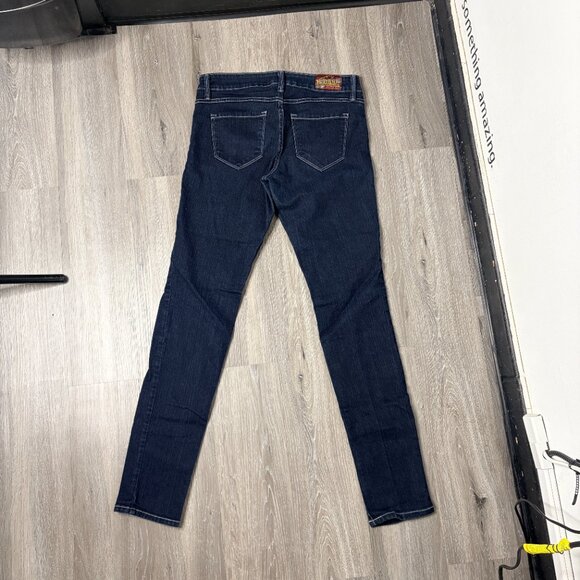 2 BW/U Dark Wash Skinny Jeans Contrast Stitch Stretch Low Rise Size 9 - Picture 3 of 11
